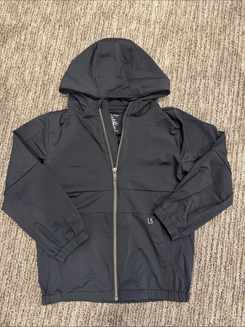 Little Bipsy Black Hooded Windbreaker Jacket